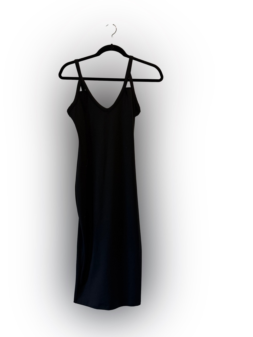 Leith Black Midi Slip Dress with V-Neck Straps